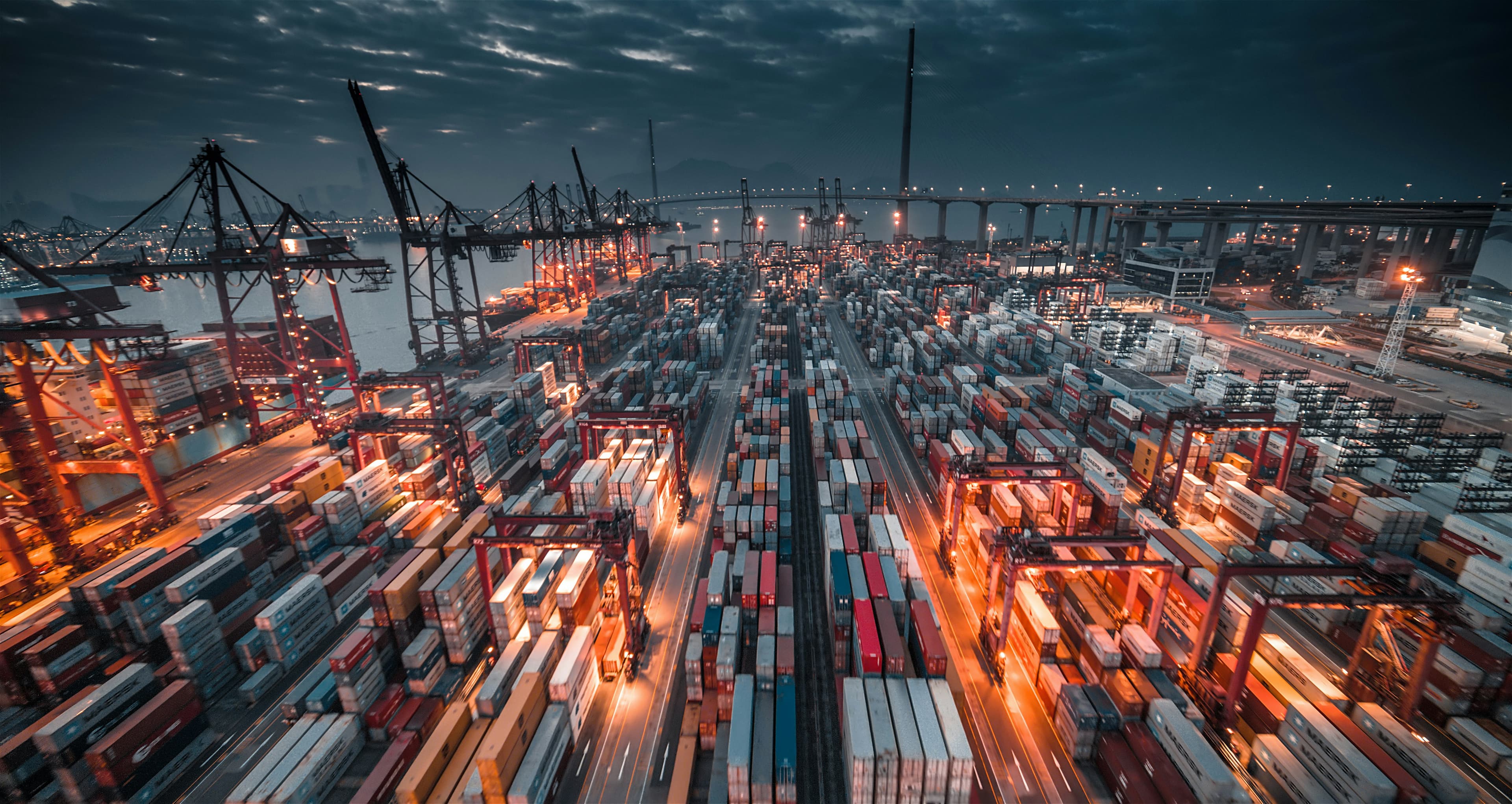 Container port at night